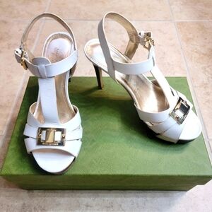 Marc Fisher Y2K White Strappy Heel